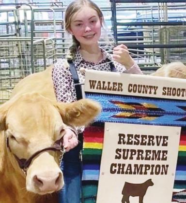 Hannah Johnson wins Reserve Champion Steer at the Waller County Shootout.