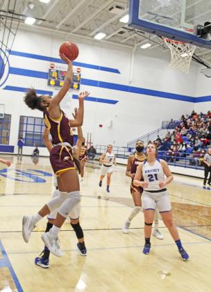 Shadasia Brackens shoots a basket for the Lady Eagles. Brackens scored 17 points for Fairfield against Whitney. Photo by Mitchell Pate