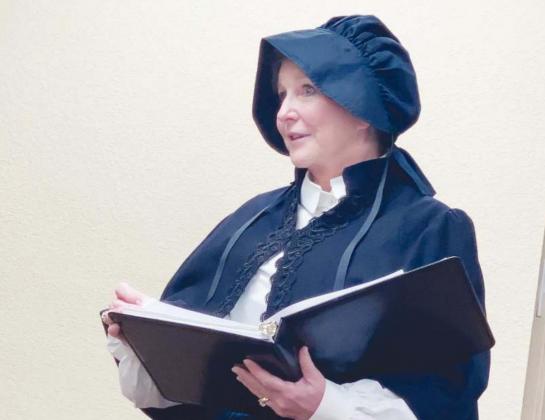 State First Vice Regent Marcy-Carter Lovick portrays Susan B. Anthony during the October meeting of the Jonathan Hardin Chapter of the Daughters of the American Revolution (DAR). Contributed Photo