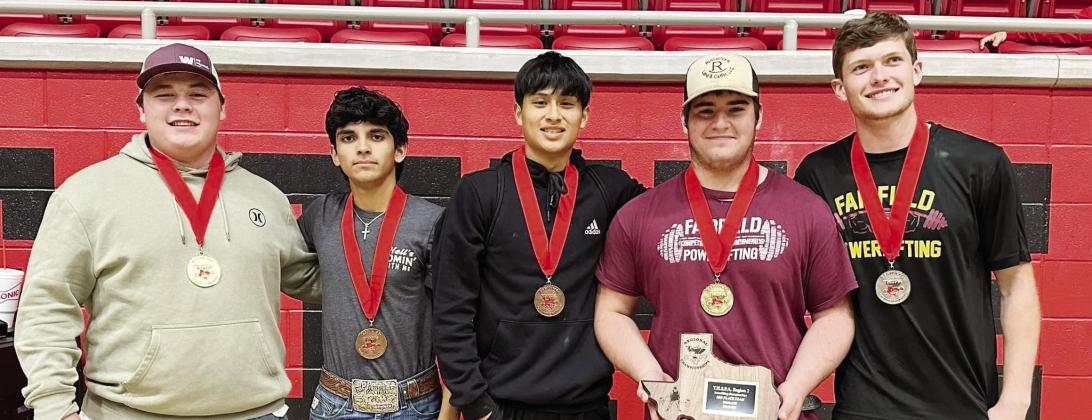 Brady Williams, Jose Gutierrez, Eli Castillo, Landon Salinas, and Collin Glass advance to compete at the State Powerlifting Meet on Saturday, March 23, in Abilene. Courtesy Photo