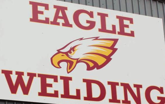 FHS students enrolled in the new dual-credit welding class next fall semester should not have trouble finding the building, where it will be taught. A large sign on the exterior of the large facility marks its location. Photo by Curtis Burton/ Fairfield-Recorder