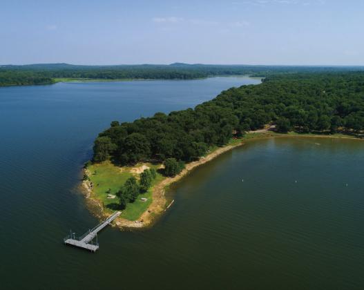 A skyview of Fairfield Lake State Park, an 1,821-acre park that is popular among fishermen and other outdoor enthusiasts. Photo courtesy of Texas Parks &amp; Wildlife