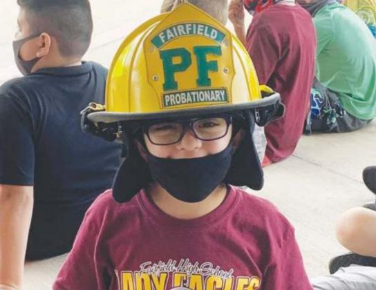 Students of FES were all geared up for the presentation by the Fairfield VFD. Photo by Mitchell Pate