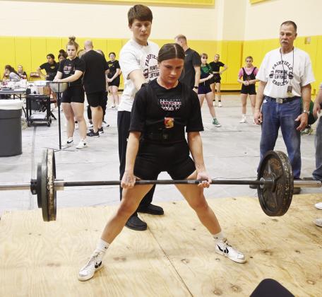 Taylor Stone won the Most Outstanding Female Lifter Award for the light division. She had a squat of 350 pounds, bench press of 250 pounds, and deadlift of 305 pounds to win her class. Photo by Mitchell Pate/Fairfield Recorder