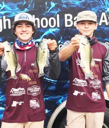 Cameron Cockerell and Jake White weigh in three fish totaling 3.10 pounds. Contributed Photo