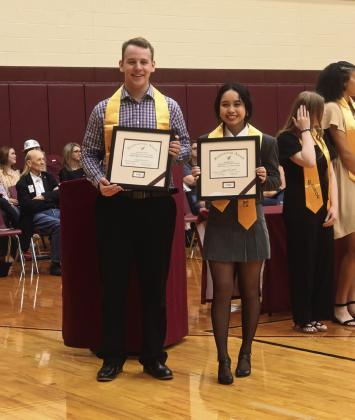 Jonathan Luiz Thomas and Elizabeth Sreynom Rath are honored as the Fairfield High School Valedictorian and Salutatorian at the senior awards ceremony on Wednesday, May 17. Photo by Mitchell Pate/Fairfield Recorder
