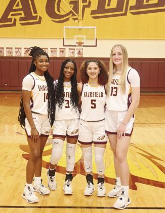 Seniors Charlee Brackens, Kristavia Nelms, Lillian McBean, and Avery Thaler are leading the Lady Eagles in the playoffs this season. Photo by Mitchell Pate/Fairfield Recorder
