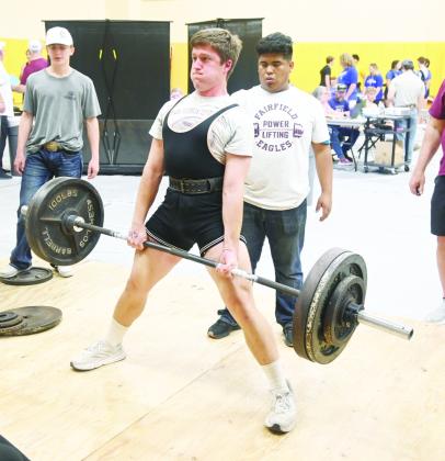 Mason Edwards is named the Most Outstanding Male Lifter in the heavy division with a squat of 450 pounds, bench press of 350 pounds, and deadlift of 430 pounds. Photo by Mitchell Pate/Fairfield Recorder