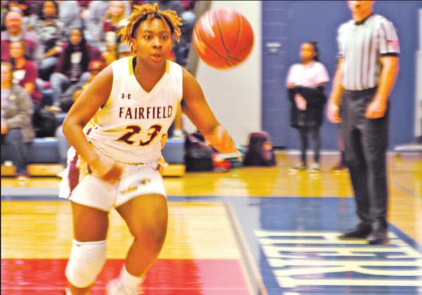 Eyes on the prize: Emori Davis (above) brings the hustle during Fairfield’s 62-38 victory over Robinson Friday night. Photo by Thomas Leffler