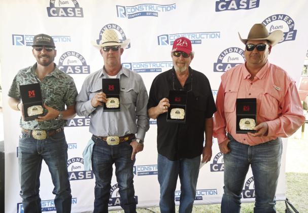 LEFT: Bragg Bonner, Jake White, Ty McAdams, and Mike Stamper win the 4th Annual Kindness From Case Sporting Clays Shoot. RIGHT: Toby Jones, Curtis Jones, Don Brown, Shawn Hartness take second place in the 4th Annual Kindness From Case Sporting Clays Shoot. Photos by Mitchell Pate/Fairfield Recorder