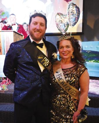Justin Griffin (left) and Nicole Hughes are crowned the Prom King and Prom Queen at the Fairfield Chamber of Commerce’s Totally 80’s Prom. Photo by Mitchell Pate/Fairfield Recorder